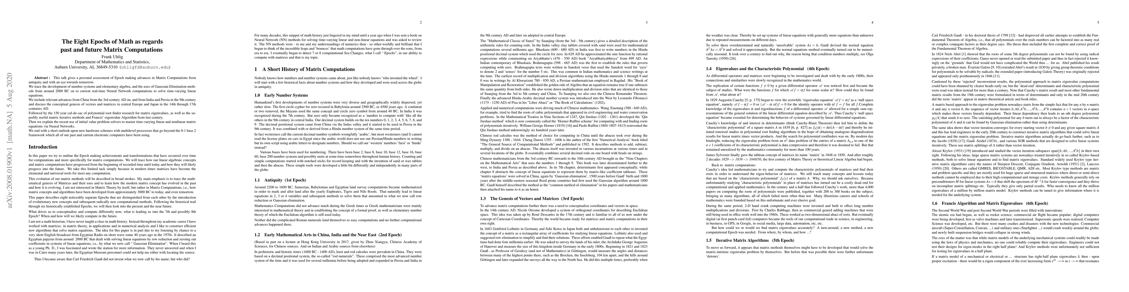 Thumbnail for The Eight Epochs of Math as regards past and future Matrix Computation