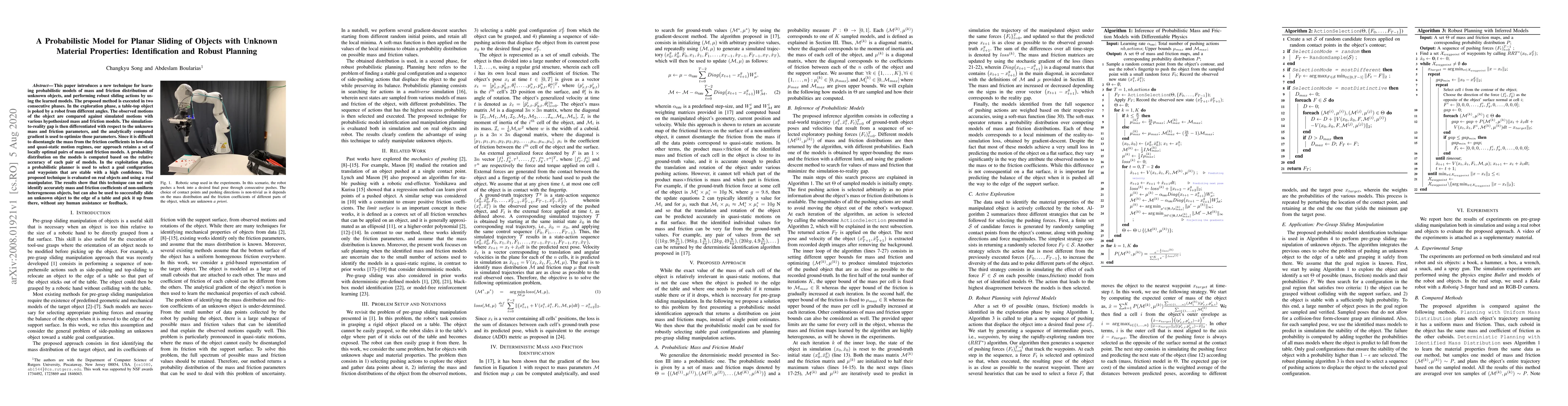 Thumbnail for A Probabilistic Model for Planar Sliding of Objects with Unknown
  Material Properties: Identification and Robust Planning