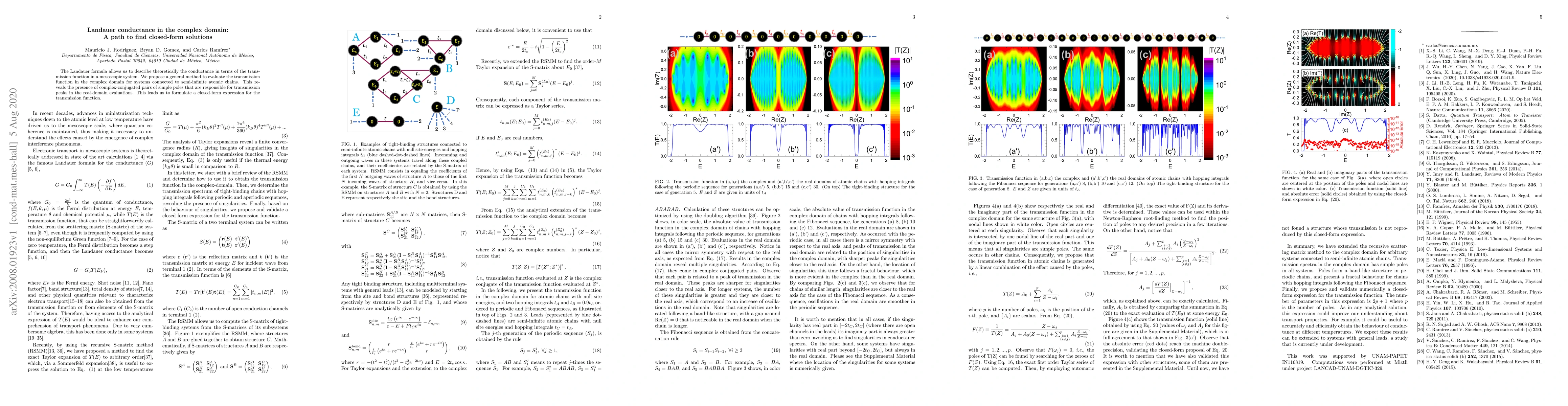 Thumbnail for Landauer conductance in the complex domain: A path to find closed-form
  solutions