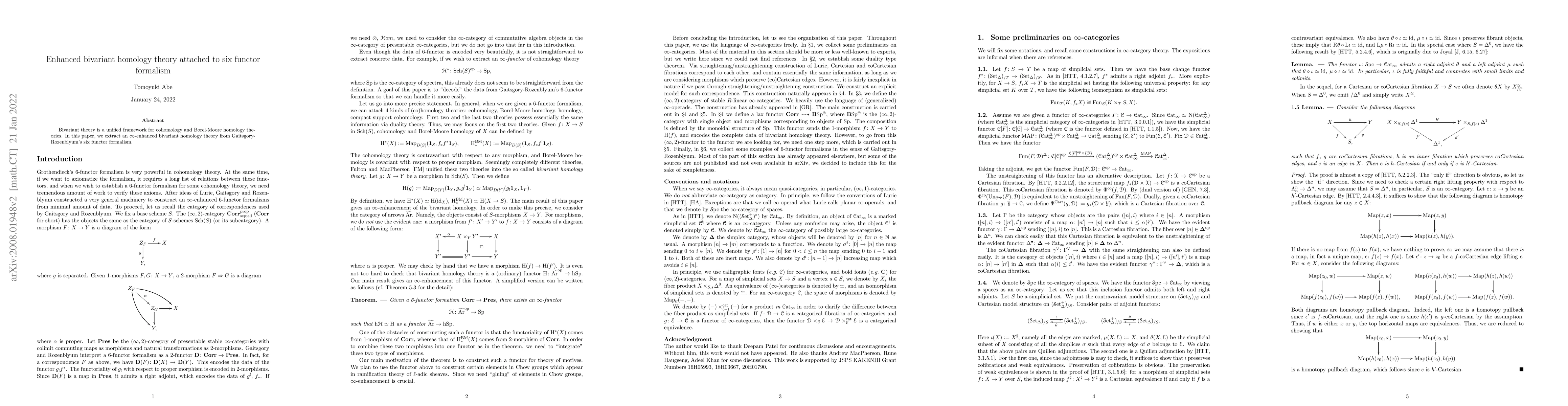 Thumbnail for Enhanced bivariant homology theory attached to six functor formalism