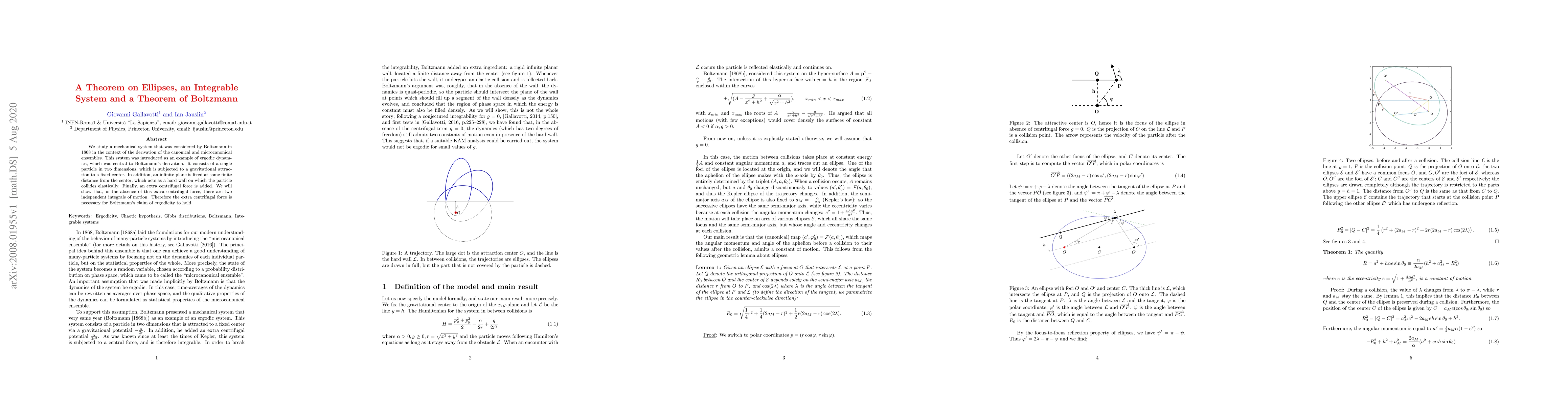 Thumbnail for A Theorem on Ellipses, an Integrable System and a Theorem of Boltzmann