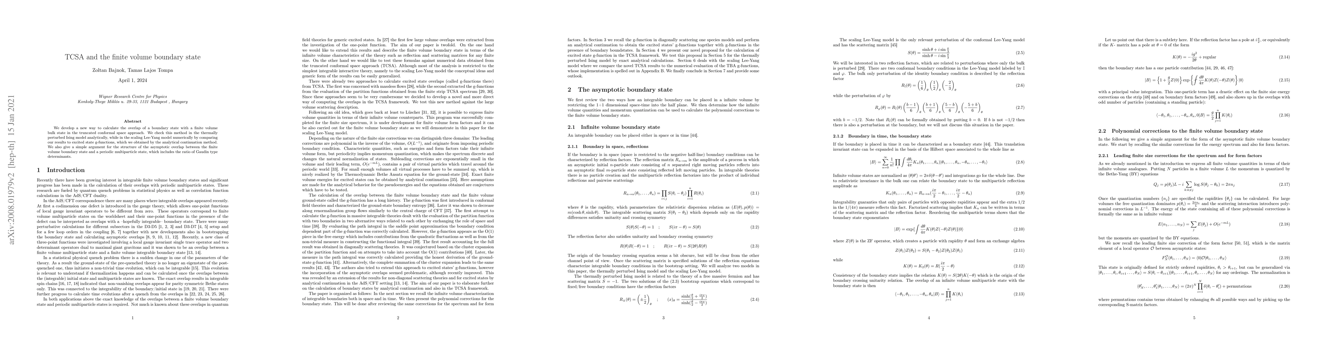Thumbnail for TCSA and the finite volume boundary state