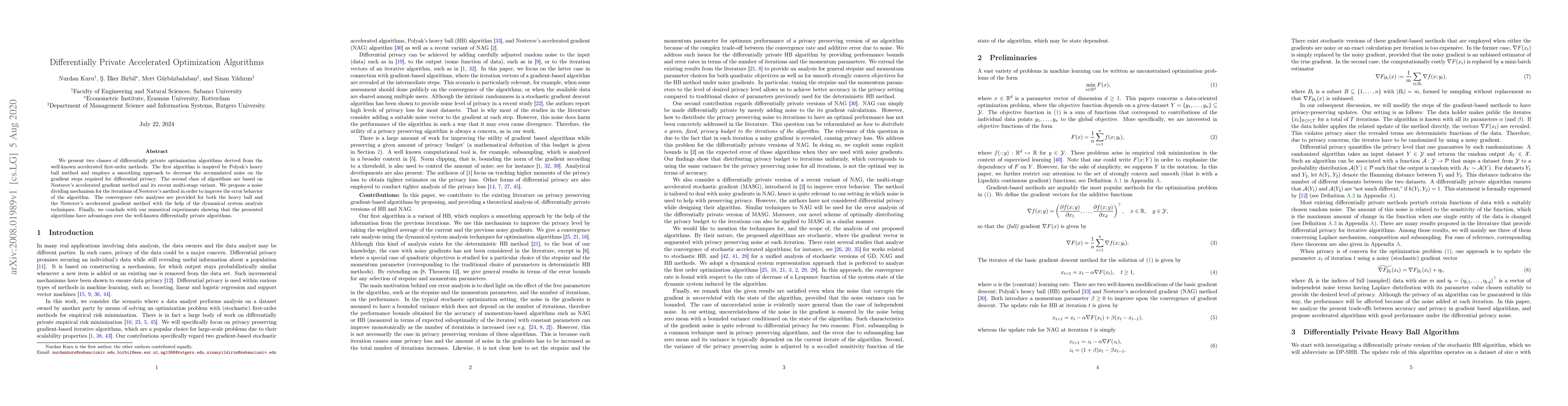 Thumbnail for Differentially Private Accelerated Optimization Algorithms