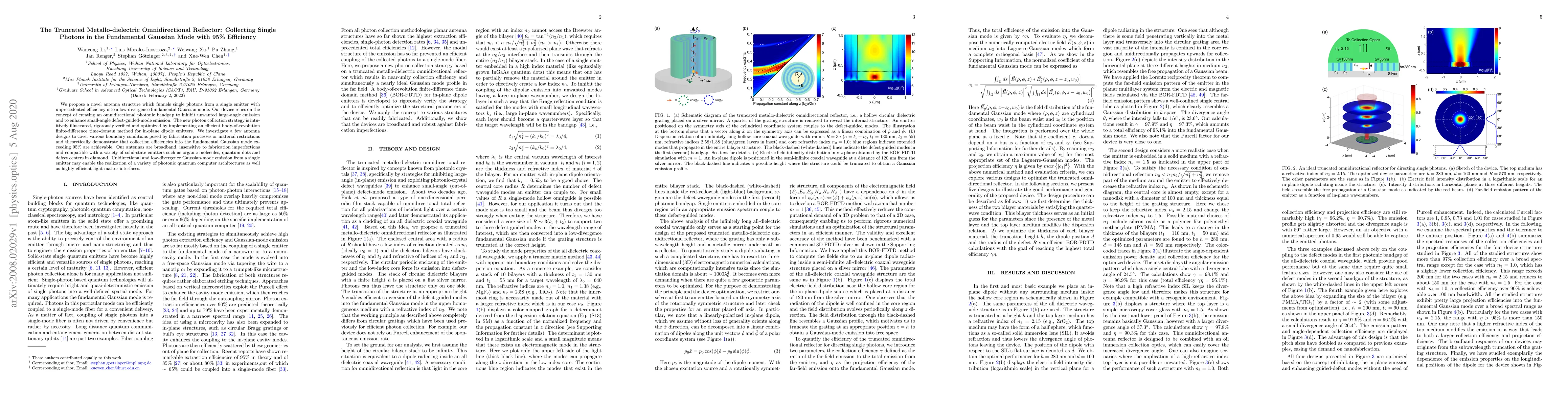 Thumbnail for The Truncated Metallo-dielectric Omnidirectional Reflector: Collecting
  Single Photons in the Fundamental Gaussian Mode with 95% Efficiency