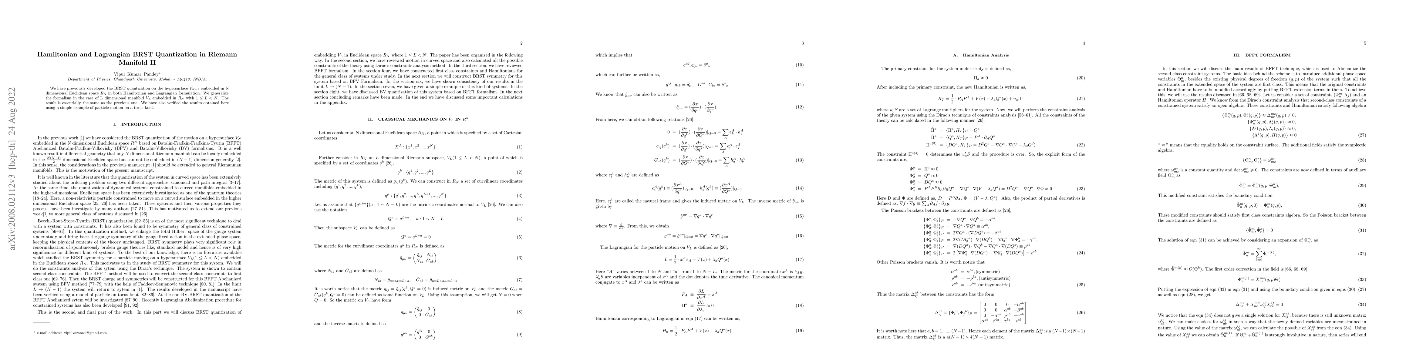 Thumbnail for Hamiltonian and Lagrangian BRST quantization in Riemann Manifold II