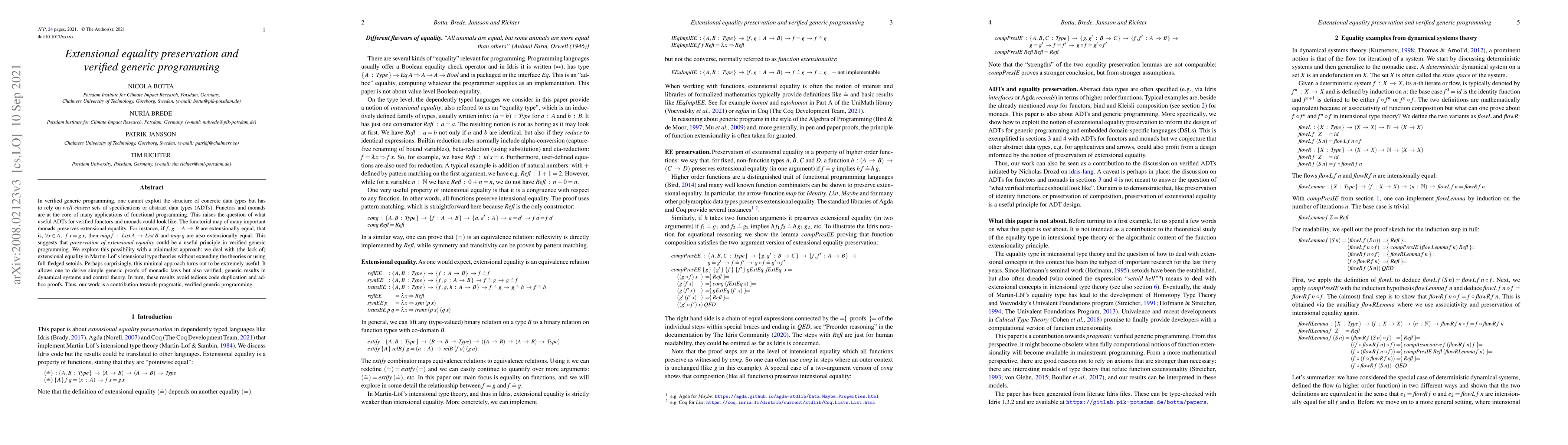 Thumbnail for Extensional equality preservation and verified generic programming