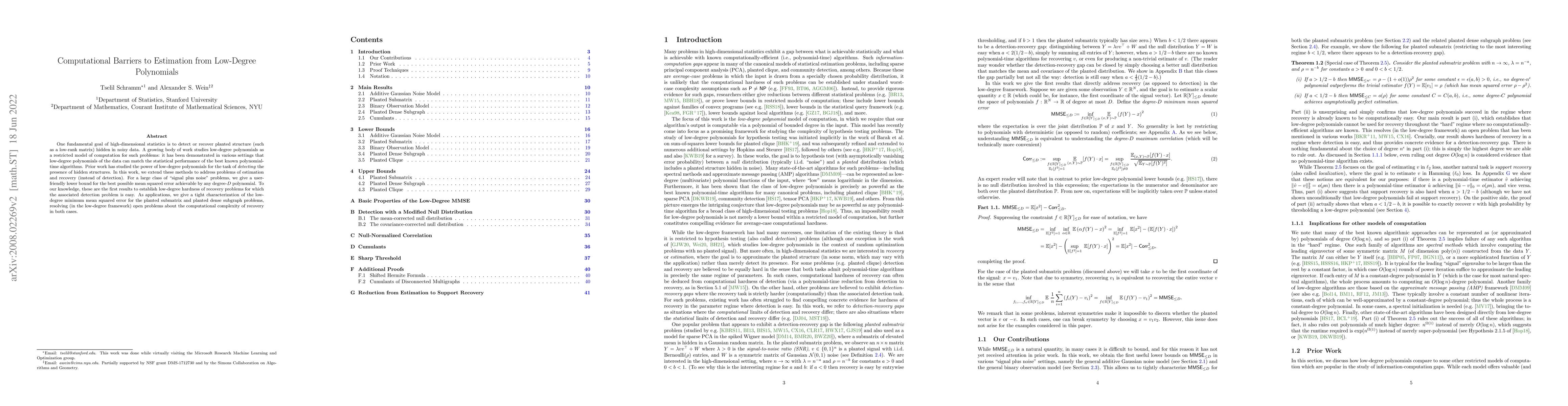 Thumbnail for Computational Barriers to Estimation from Low-Degree Polynomials