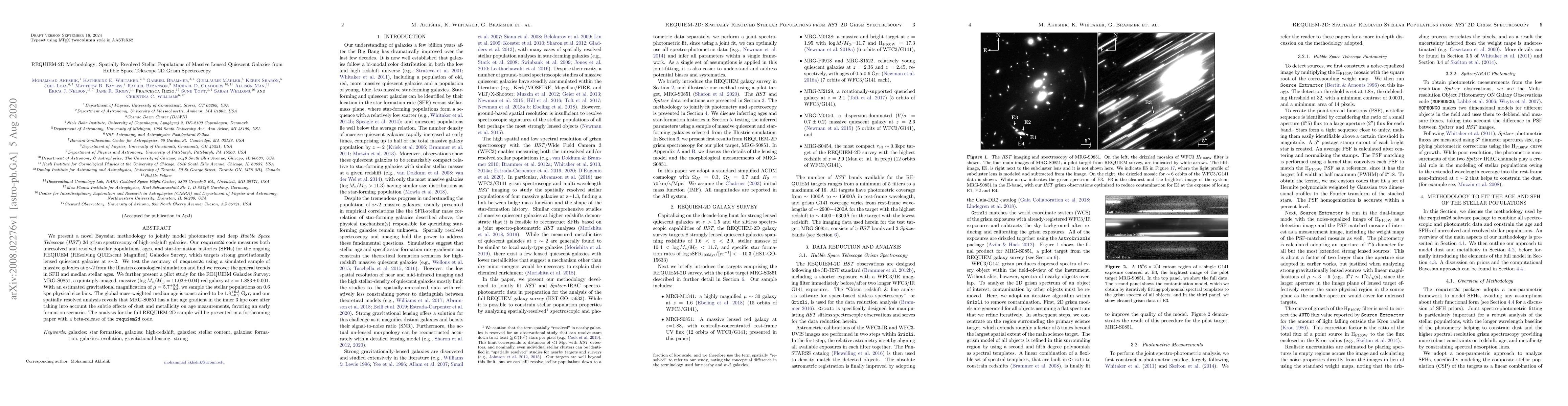 Thumbnail for REQUIEM-2D: Spatially Resolved Stellar Populations from HST 2D Grism
  Spectroscopy