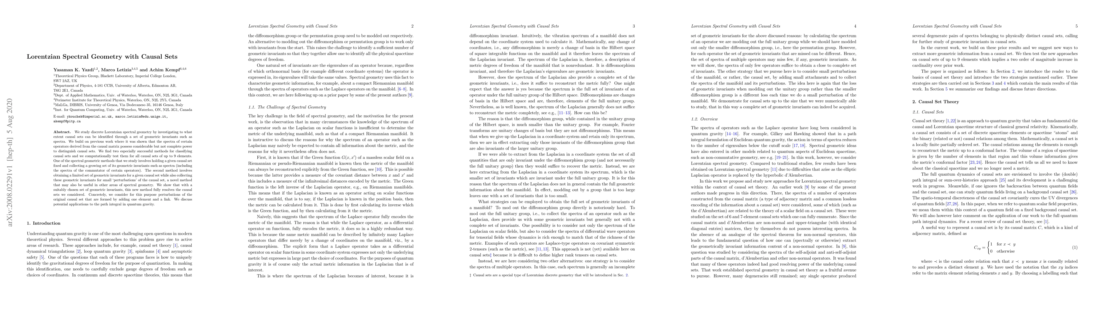 Thumbnail for Lorentzian Spectral Geometry with Causal Sets