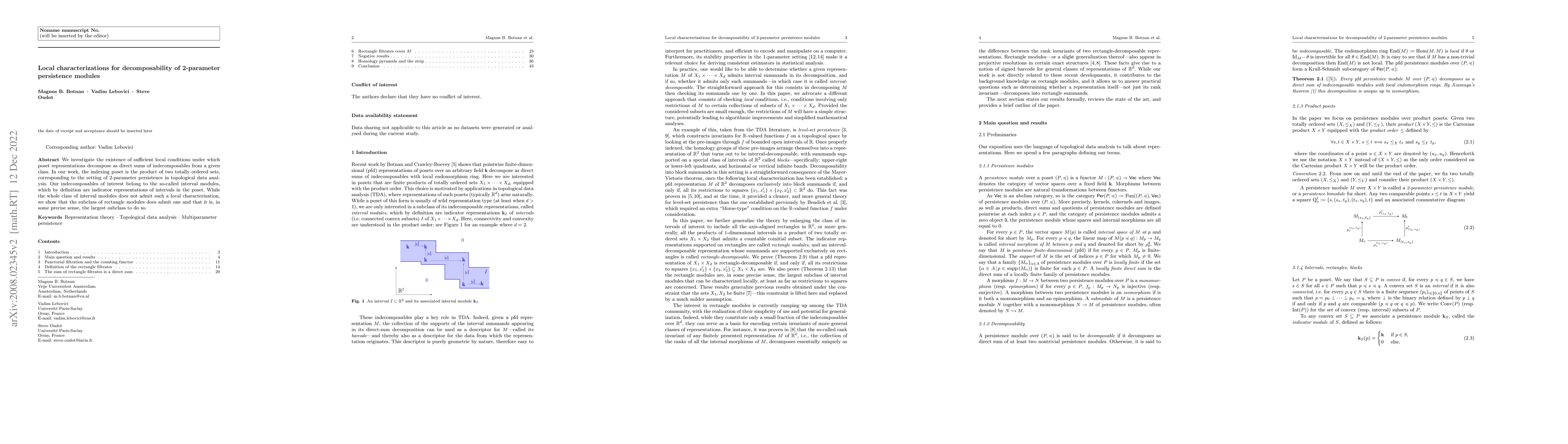 Thumbnail for Local characterizations for decomposability of 2-parameter persistence
  modules