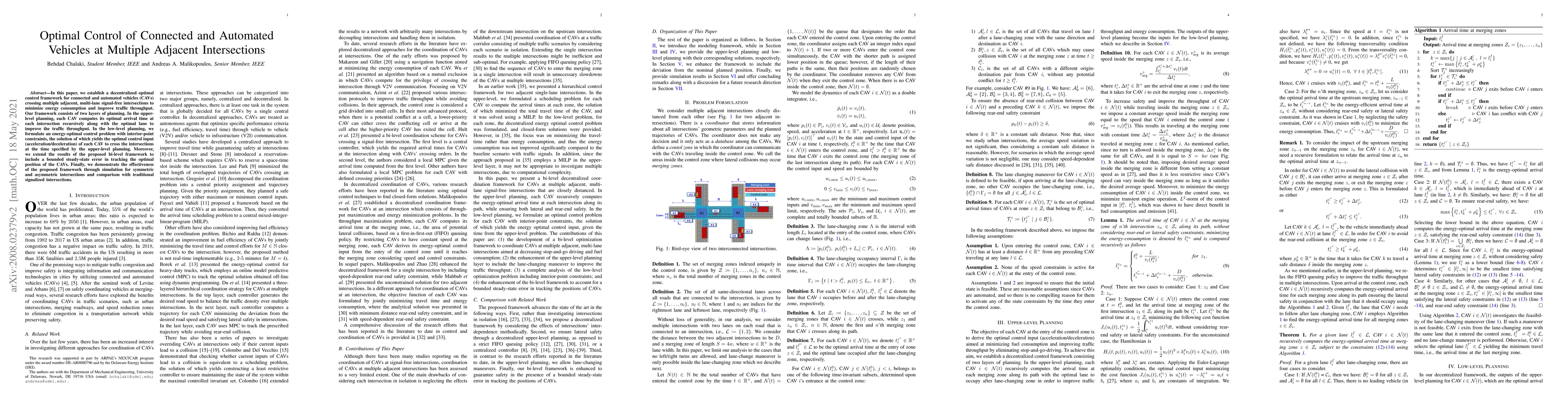 Thumbnail for Optimal Control of Connected and Automated Vehicles at Multiple Adjacent
  Intersections