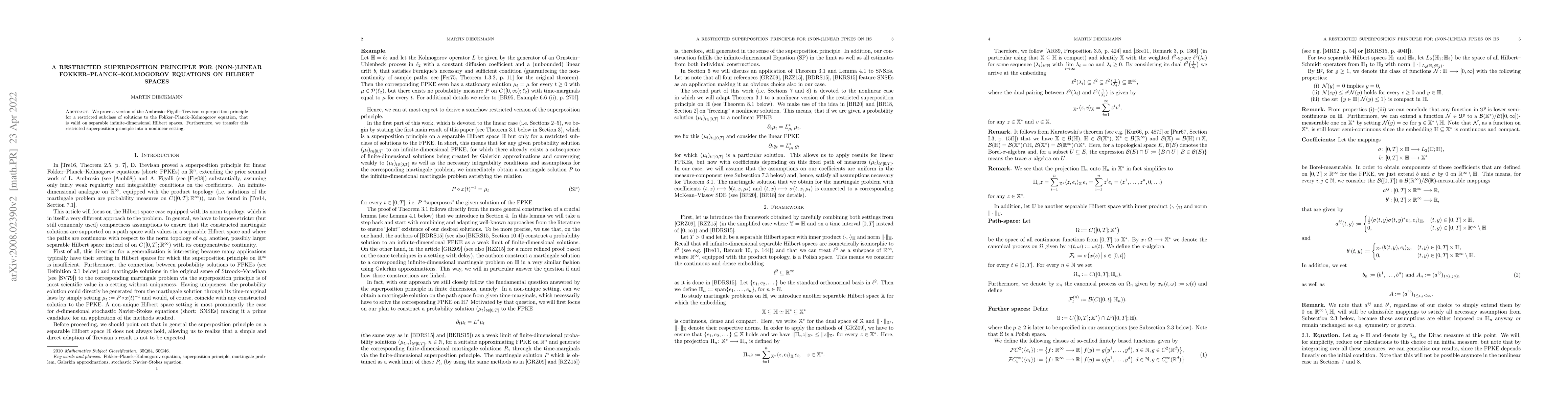 Thumbnail for A restricted superposition principle for (non-)linear
  Fokker-Planck-Kolmogorov equations on Hilbert spaces