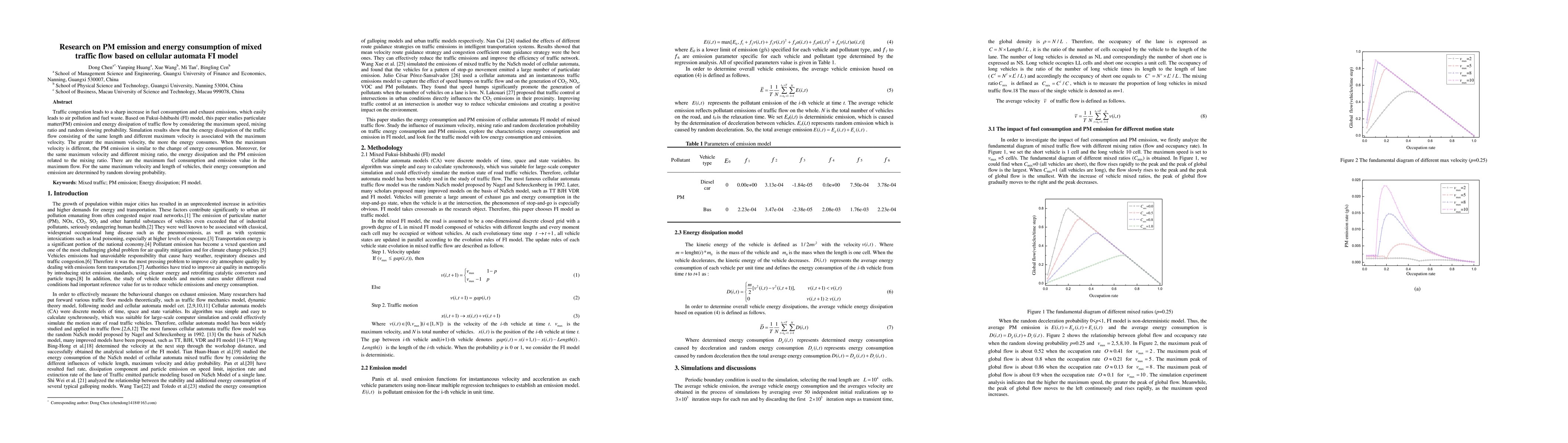 Thumbnail for Research on PM emission and energy consumption of mixed traffic flow
  based on cellular automata FI model