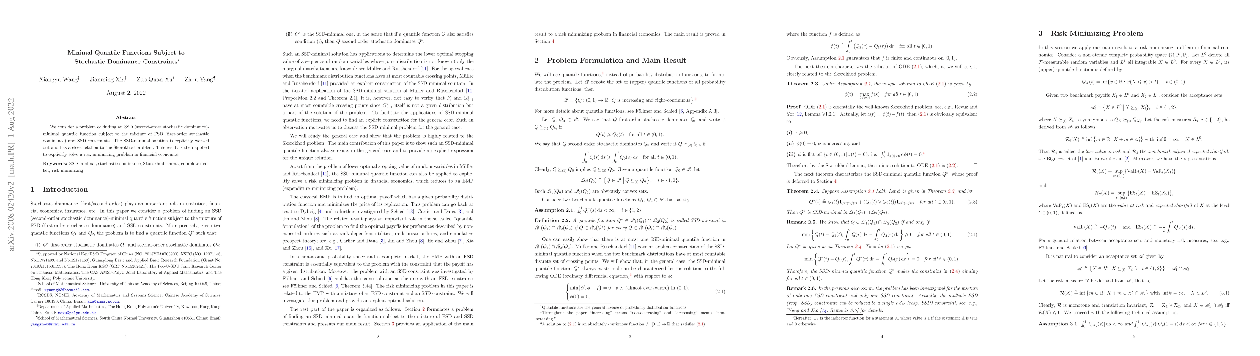 Thumbnail for Minimal Quantile Functions Subject to Stochastic Dominance Constraints
