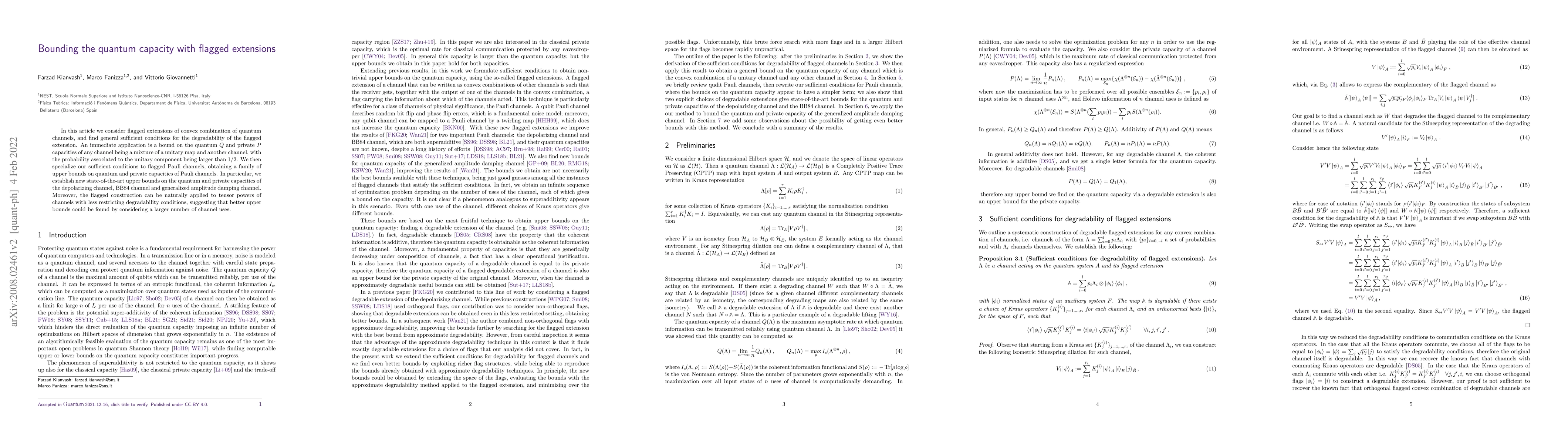 Thumbnail for Bounding the quantum capacity with flagged extensions