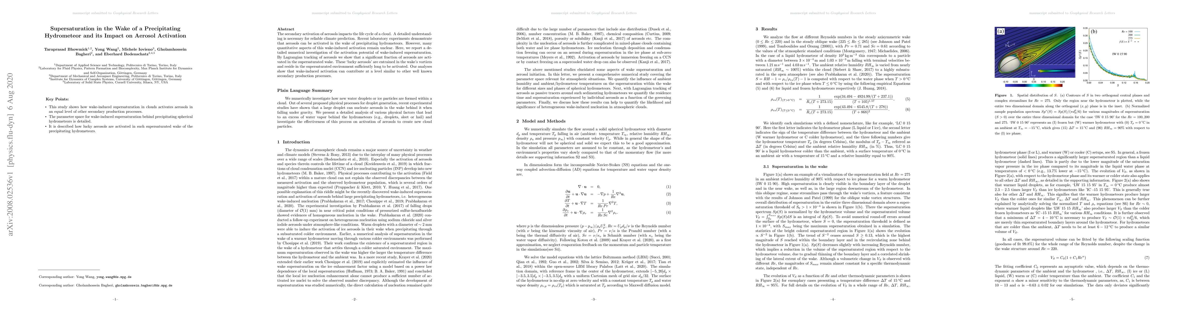 Thumbnail for Supersaturation in the Wake of a Precipitating Hydrometeor and its
  Impact on Aerosol Activation