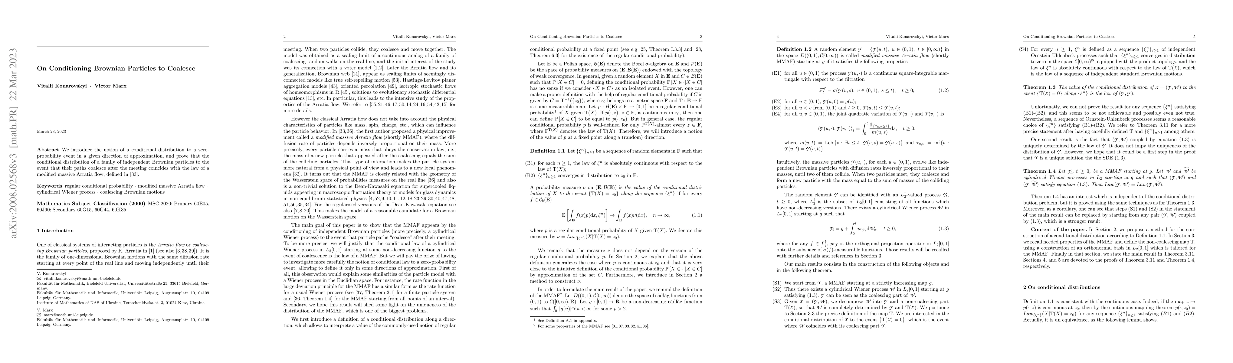 Thumbnail for On Conditioning Brownian Particles to Coalesce