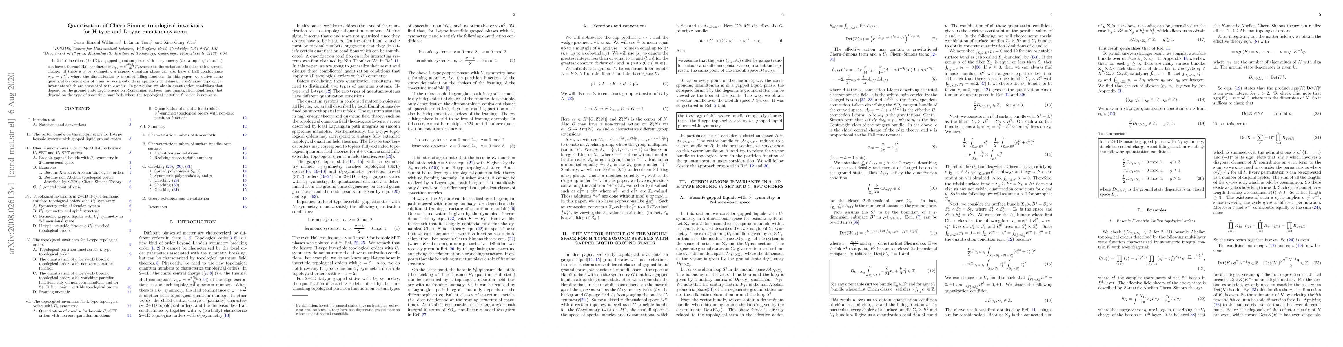 Thumbnail for Quantization of Chern-Simons topological invariants for H-type and
  L-type quantum systems