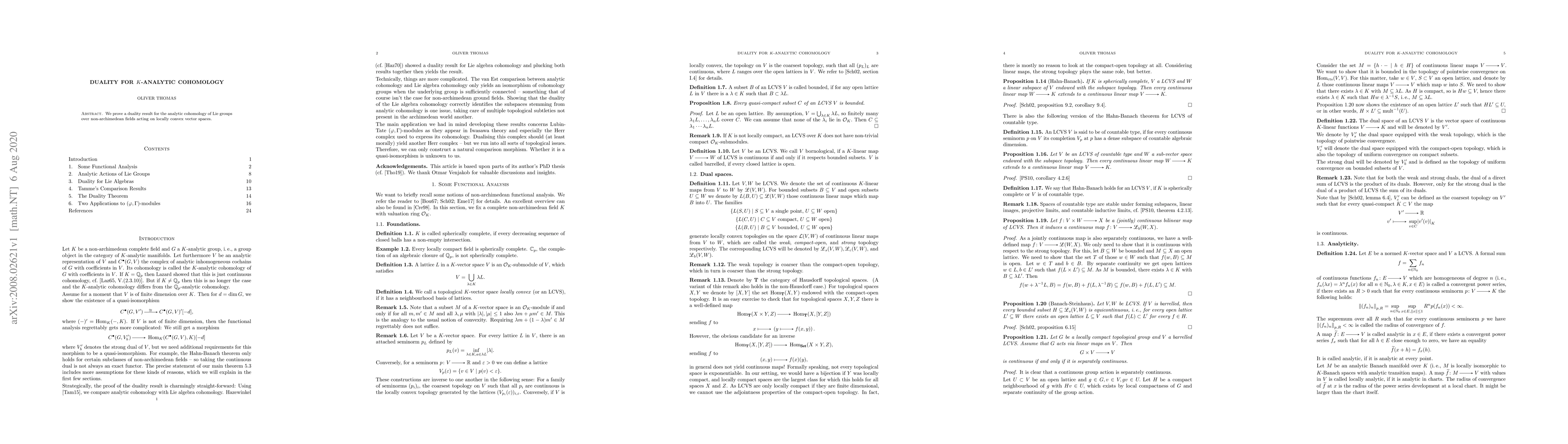 Thumbnail for Duality for $K$-analytic Cohomology