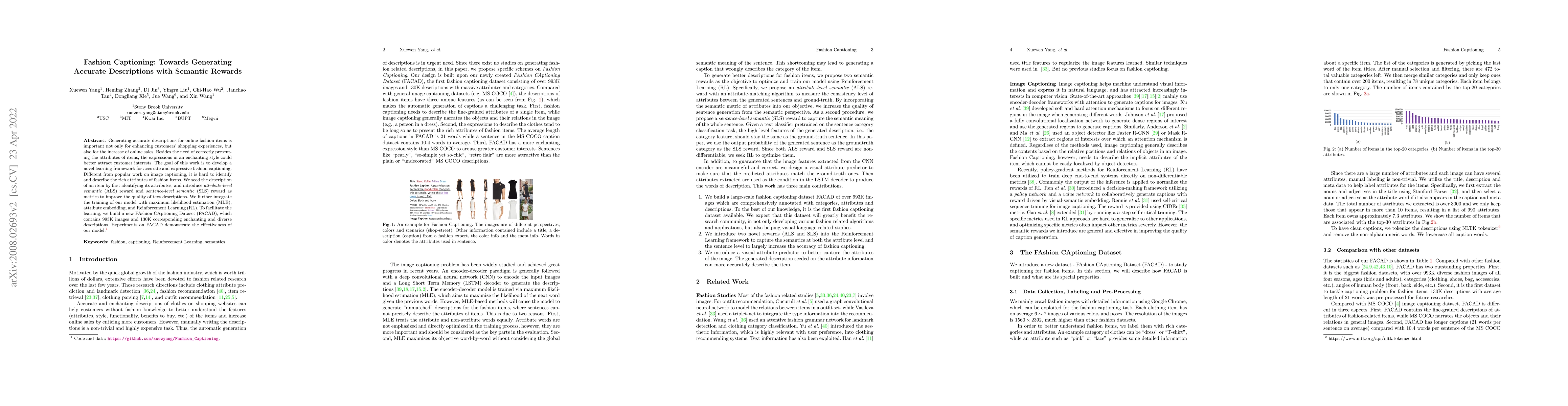 Thumbnail for Fashion Captioning: Towards Generating Accurate Descriptions with
  Semantic Rewards