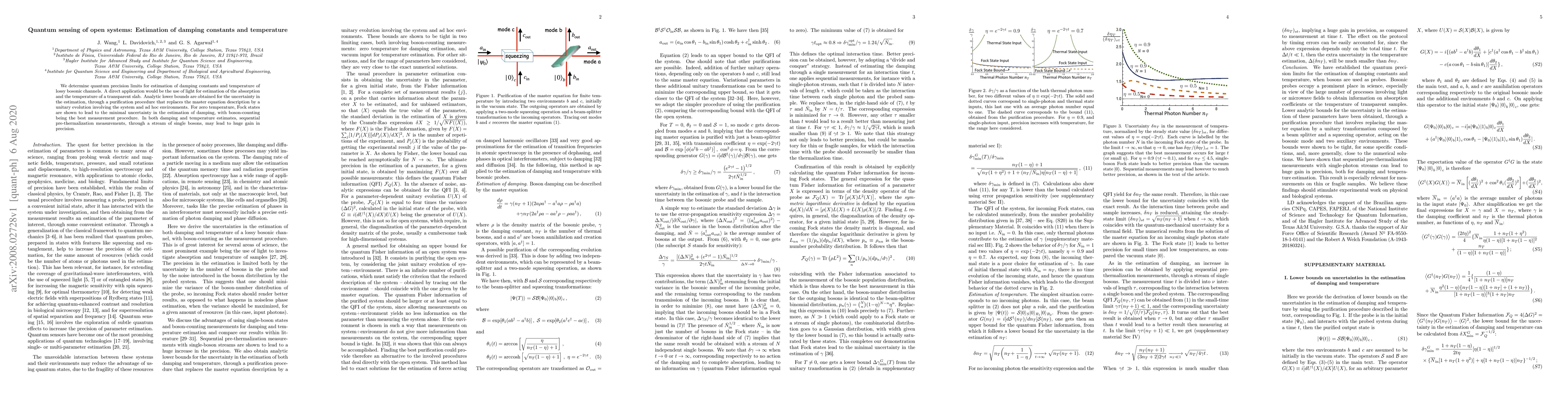 Thumbnail for Quantum sensing of open systems: Estimation of damping constants and
  temperature