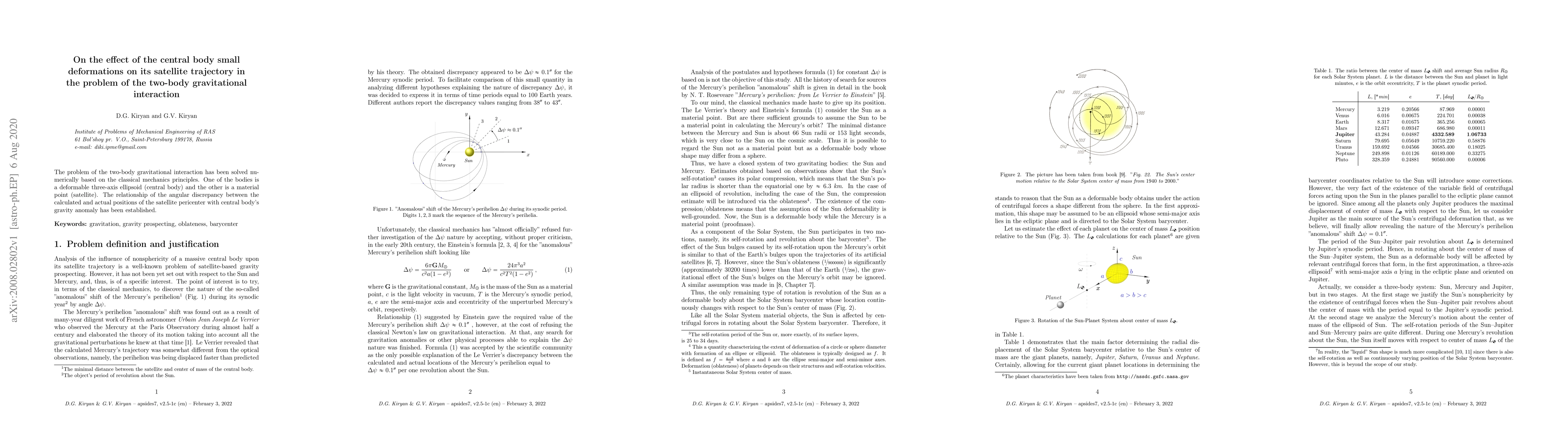 Thumbnail for On the effect of the central body small deformations on its satellite
  trajectory in the problem of the two-body gravitational interaction