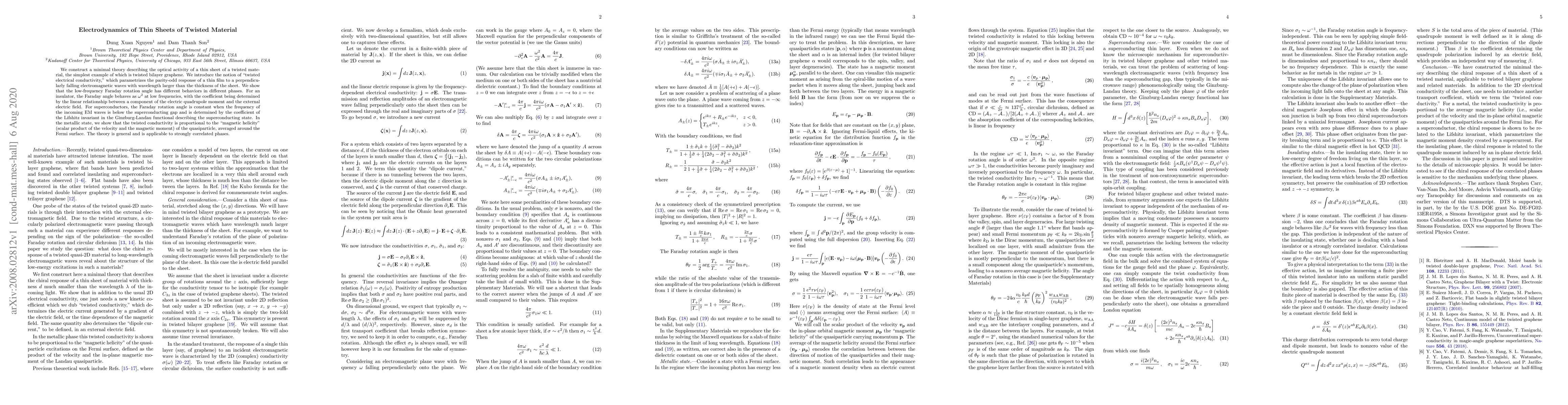 Thumbnail for Electrodynamics of Thin Sheets of Twisted Material