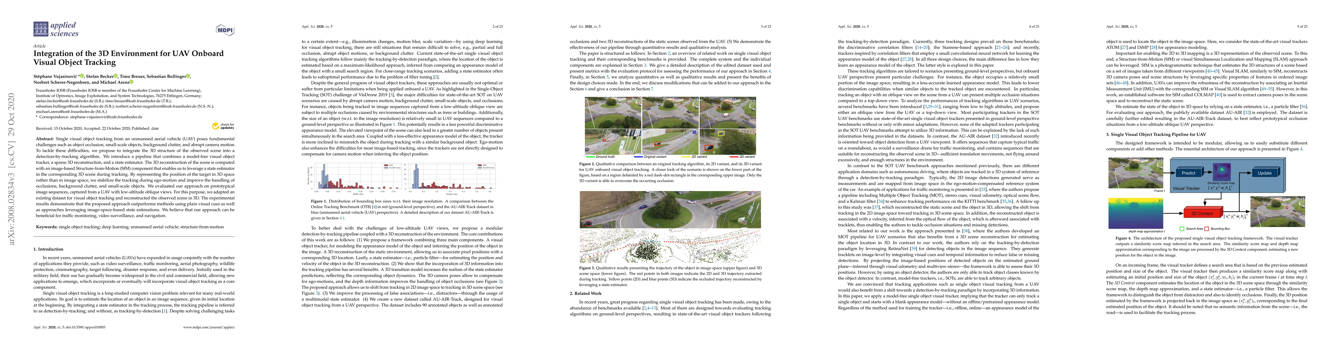 Thumbnail for Integration of the 3D Environment for UAV Onboard Visual Object Tracking