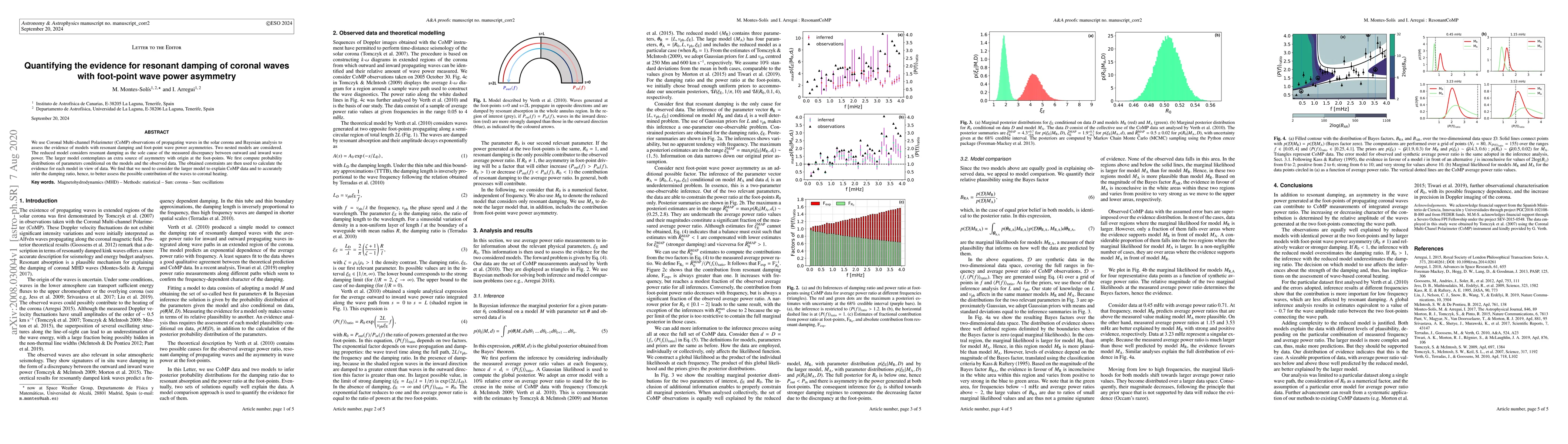 Thumbnail for Quantifying the evidence for resonant damping of coronal waves with
  foot-point wave power asymmetry