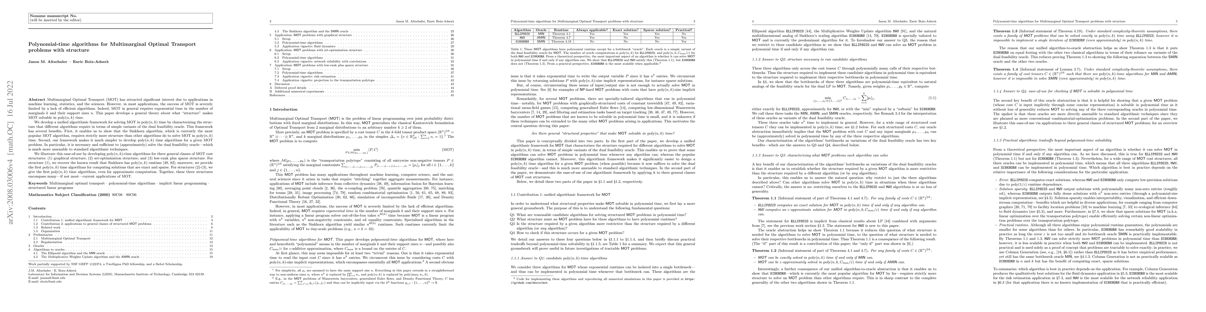 Thumbnail for Polynomial-time algorithms for Multimarginal Optimal Transport problems
  with structure