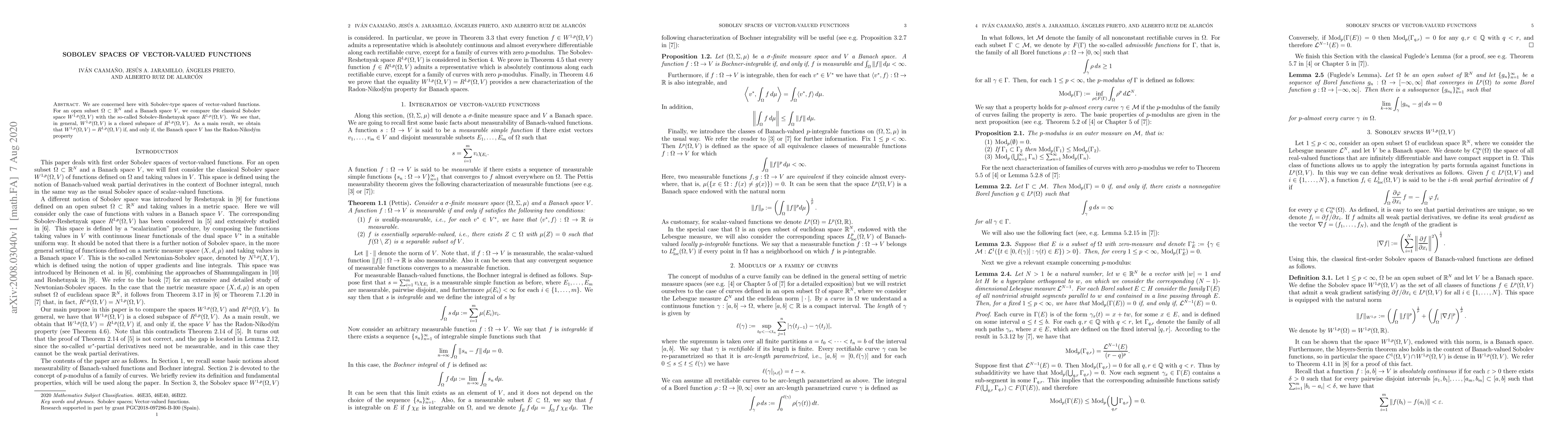 Thumbnail for Sobolev spaces of vector-valued functions