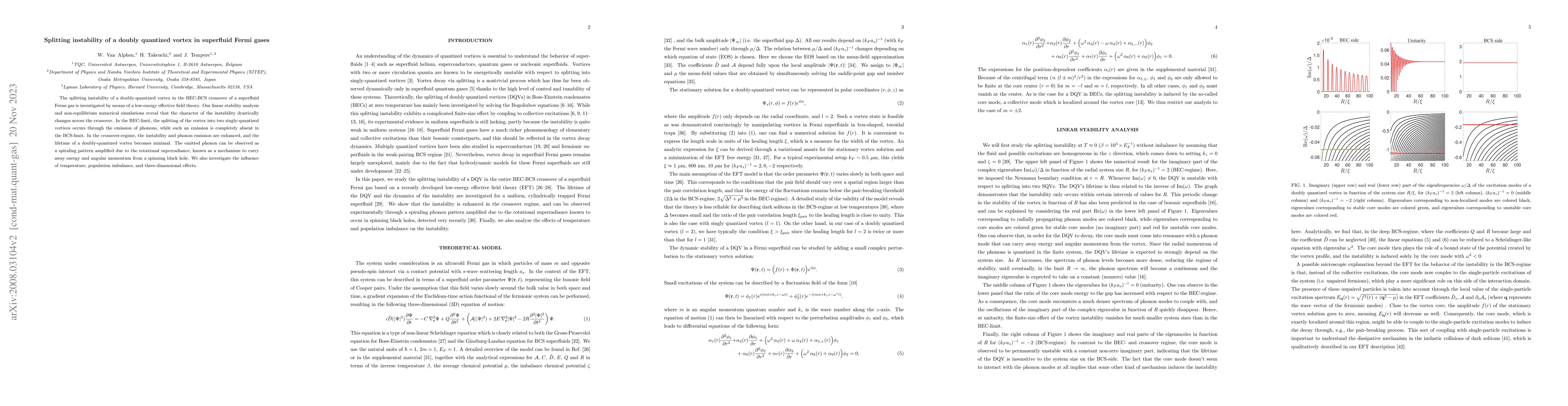 Thumbnail for Splitting instability of a doubly quantized vortex in superfluid Fermi
  gases