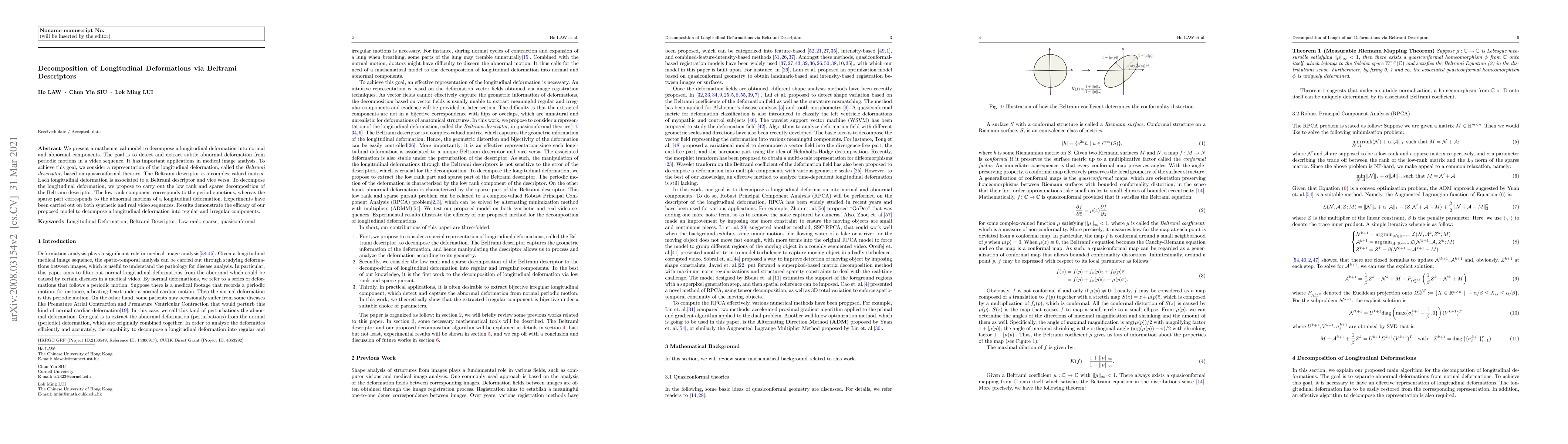 Thumbnail for Decomposition of Longitudinal Deformations via Beltrami Descriptors