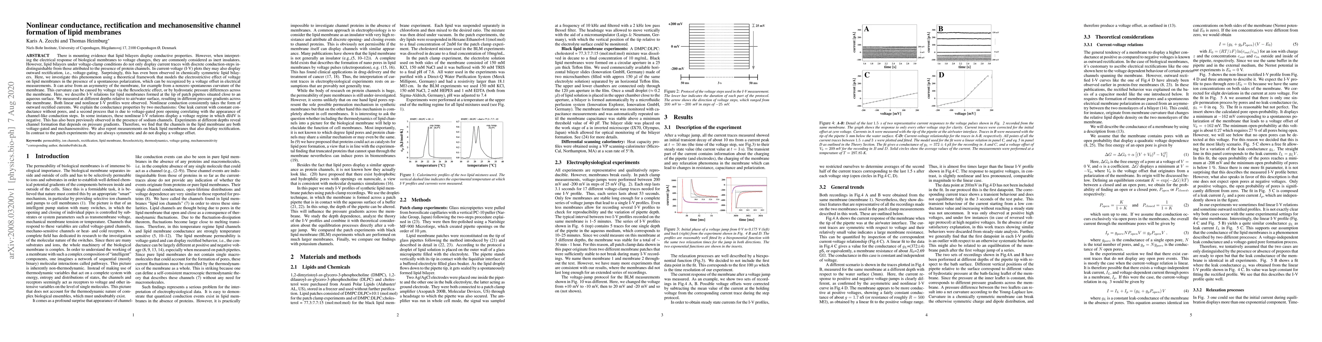Thumbnail for Nonlinear conductance, rectification and mechanosensitive channel
  formation of lipid membranes