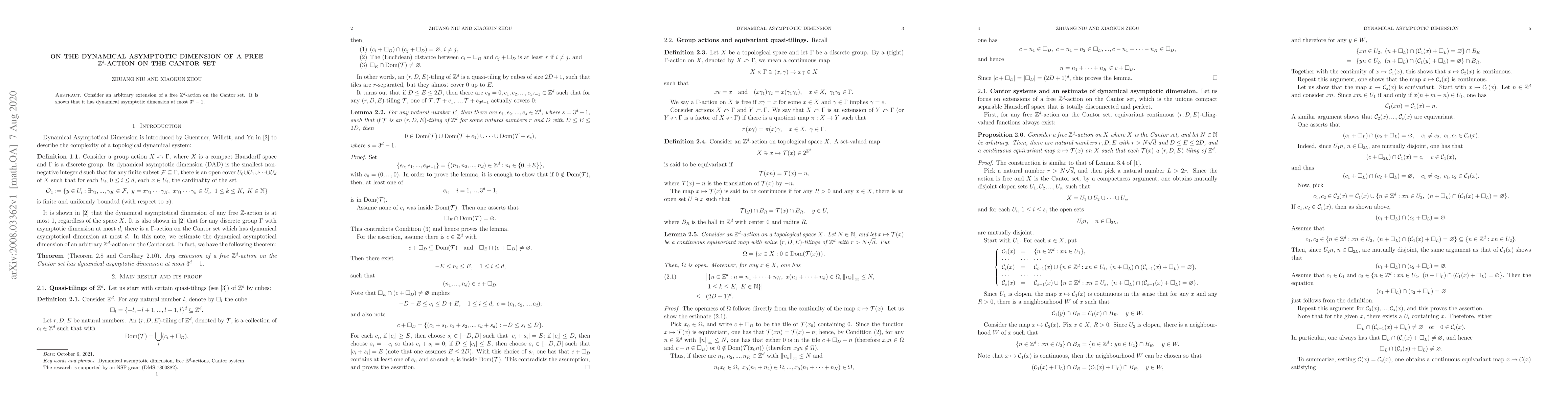 Thumbnail for On the dynamical asymptotic dimension of a free $\mathbb Z^d$-action on
  the Cantor set