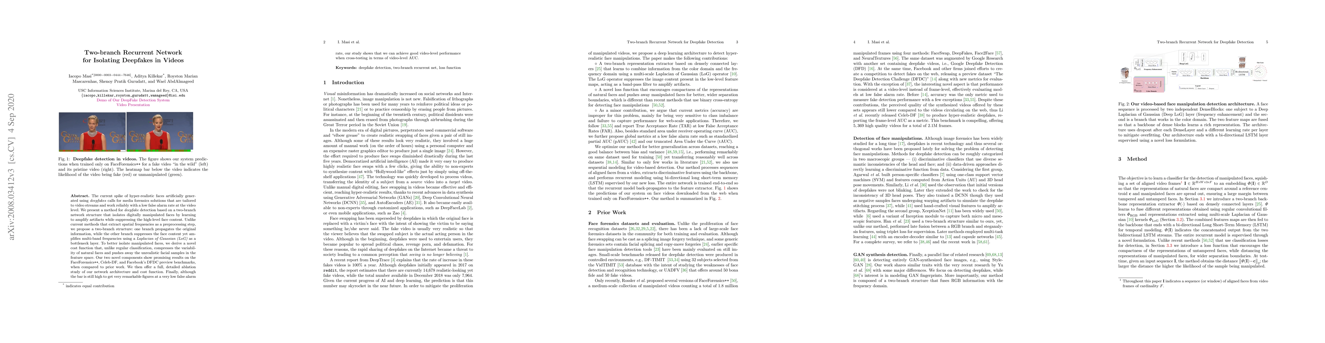 Thumbnail for Two-branch Recurrent Network for Isolating Deepfakes in Videos