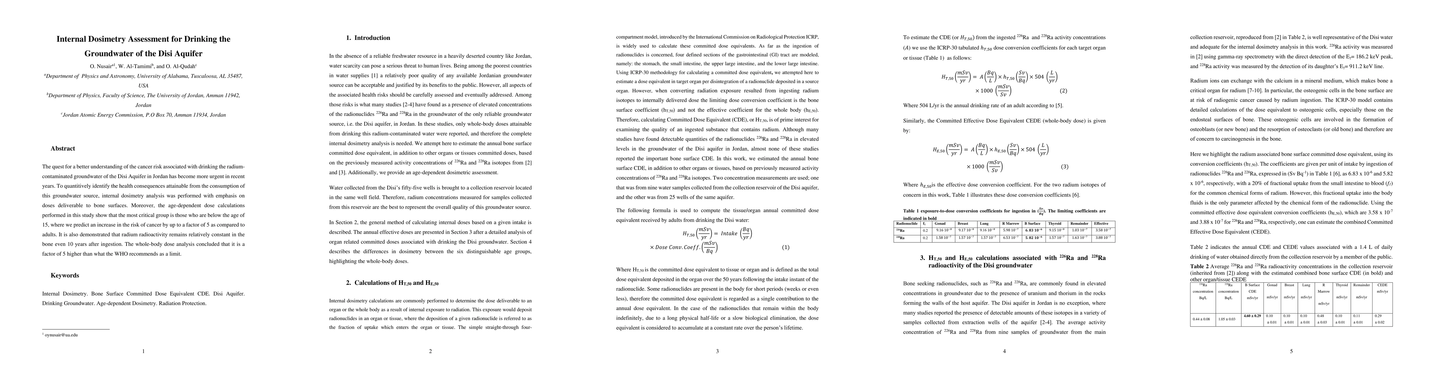 Thumbnail for Internal Dosimetry Assessment for Drinking the Groundwater of the Disi
  Aquifer