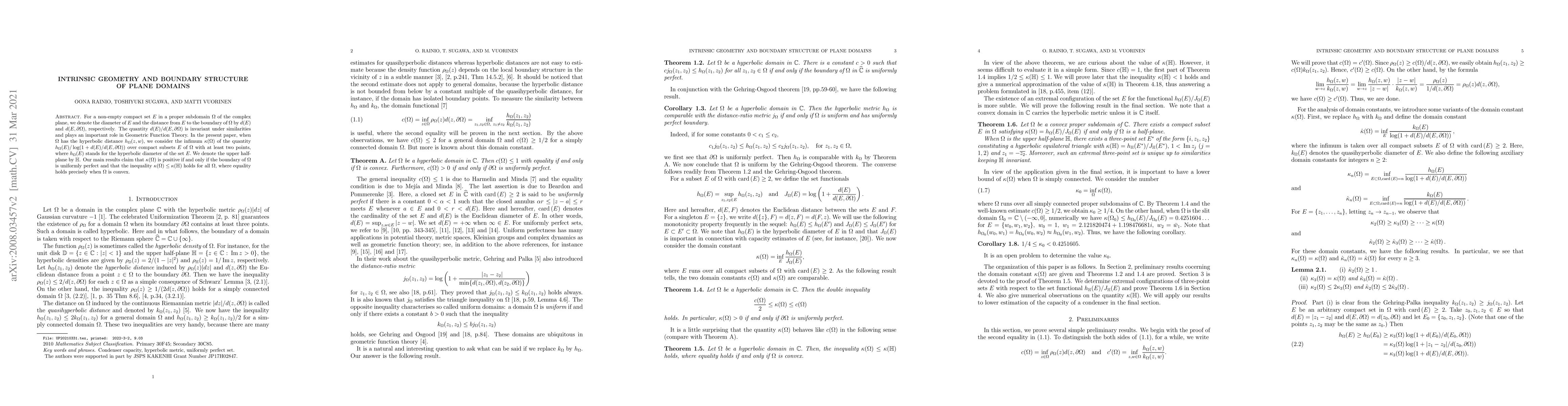Thumbnail for Intrinsic geometry and boundary structure of plane domains