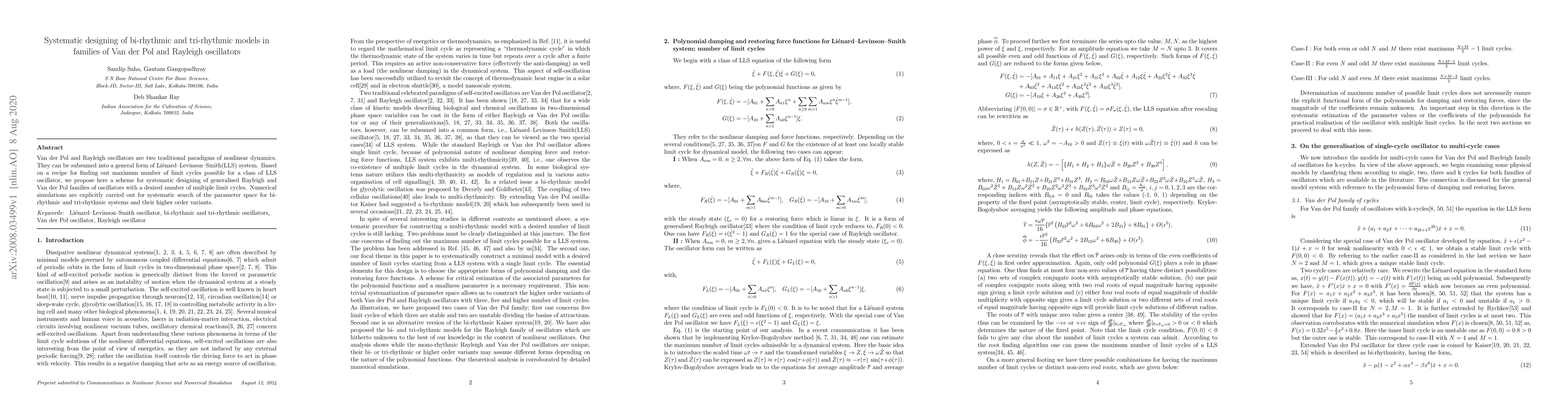 Thumbnail for Systematic designing of bi-rhythmic and tri-rhythmic models in families
  of Van der Pol and Rayleigh oscillators