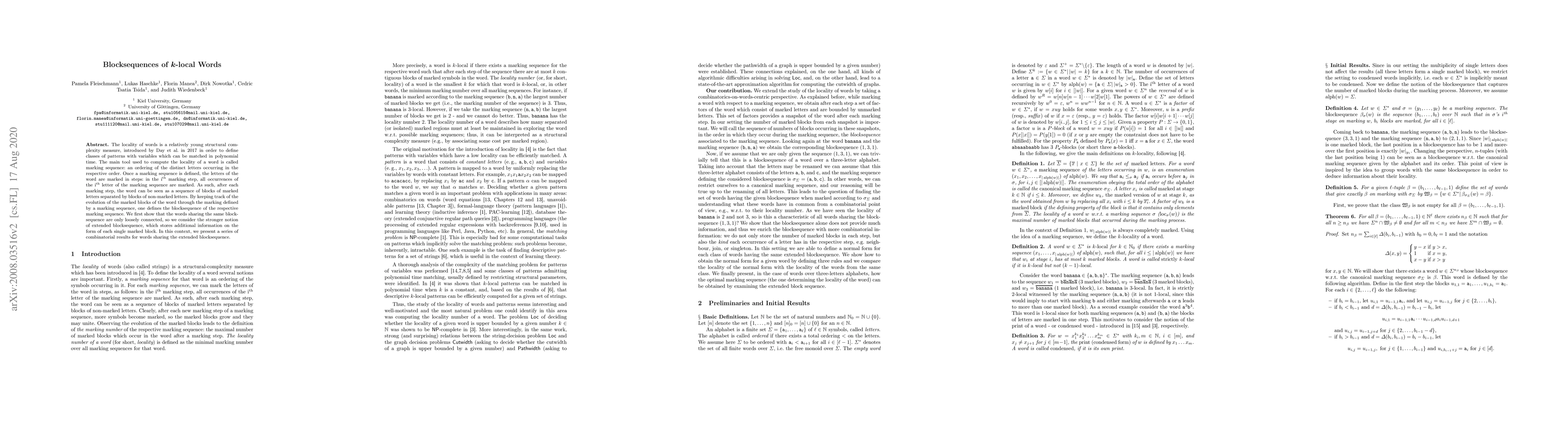 Thumbnail for Blocksequences of k-local Words