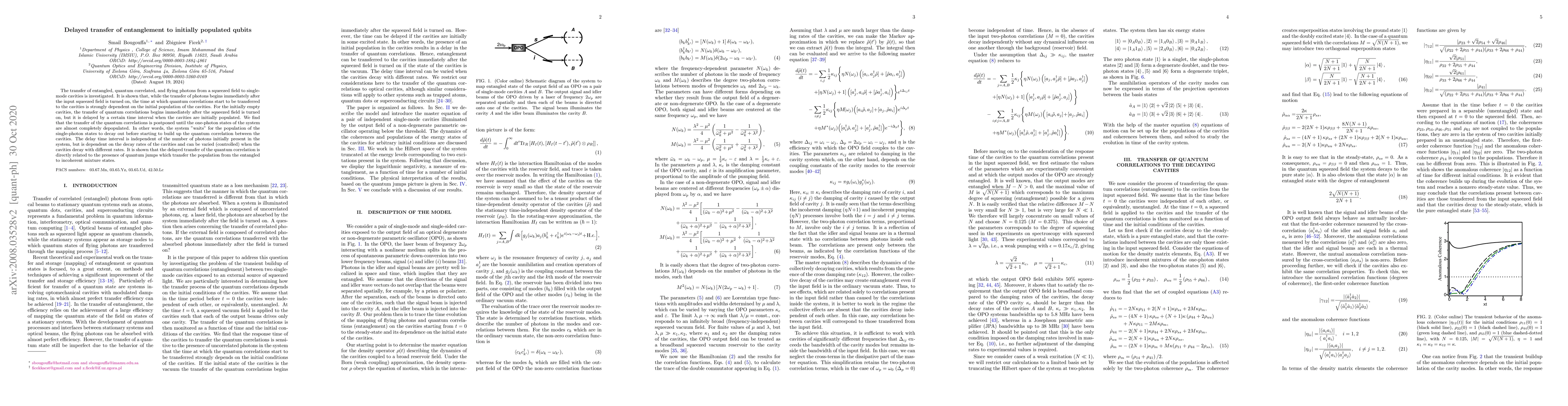Thumbnail for Delayed transfer of entanglement to initially populated qubits