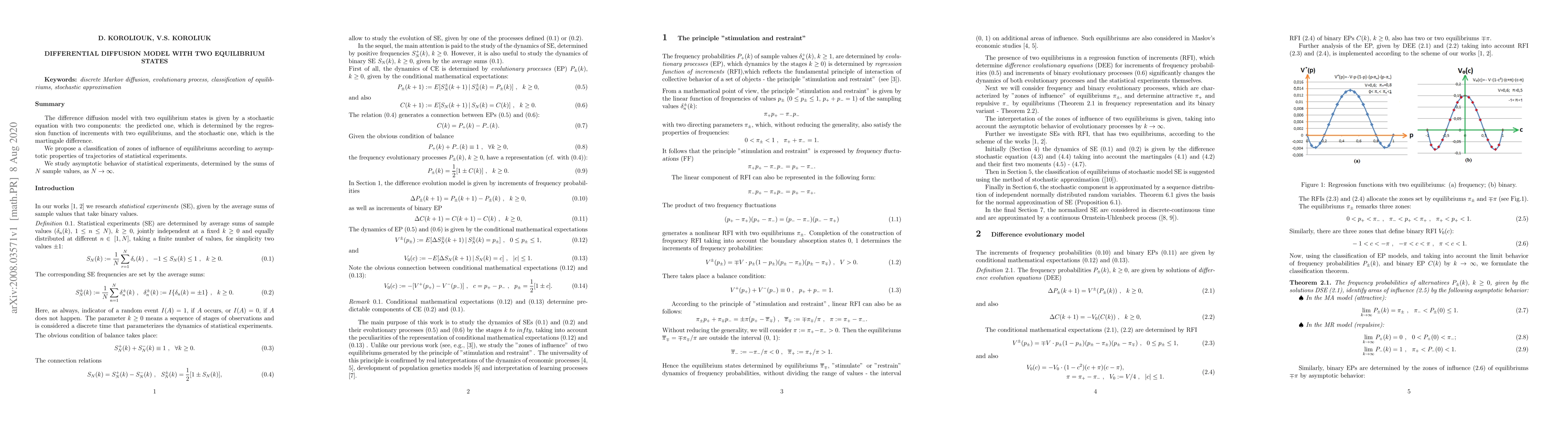 Thumbnail for Differential diffusion model with two equilibrium states