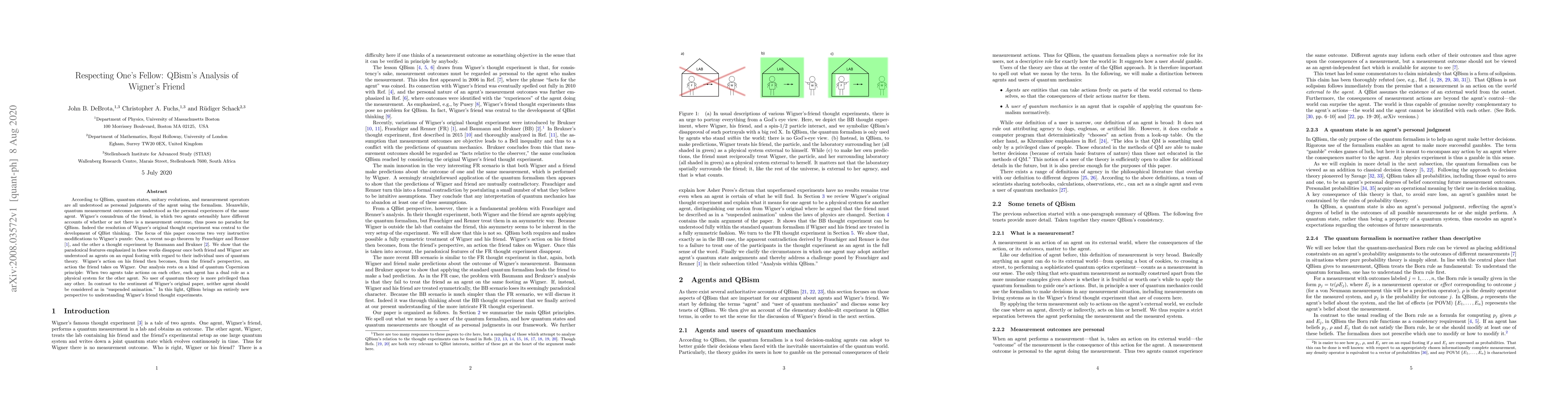 Thumbnail for Respecting One's Fellow: QBism's Analysis of Wigner's Friend