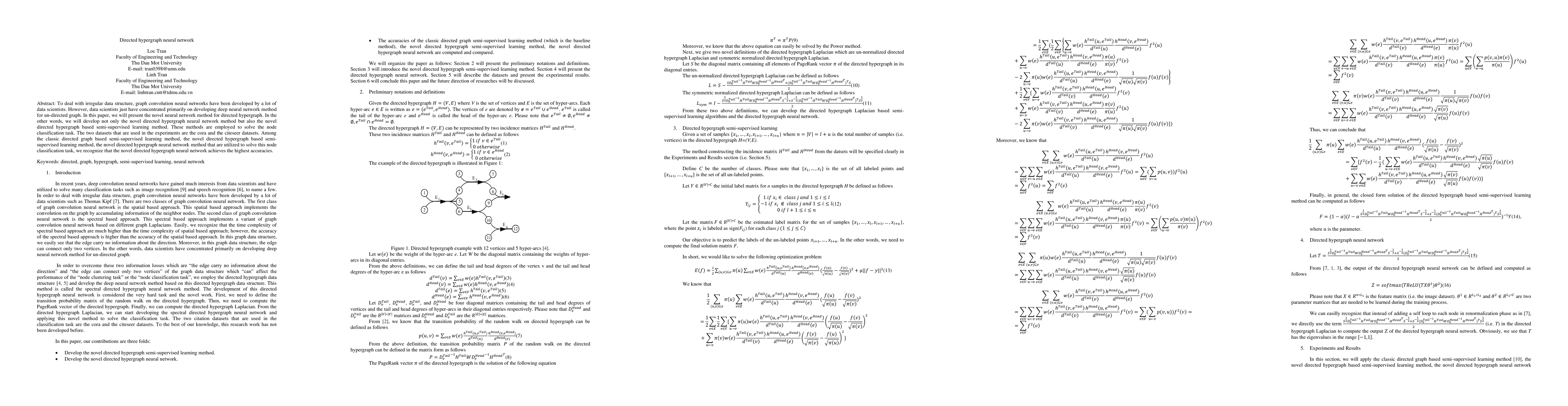 Thumbnail for Directed hypergraph neural network