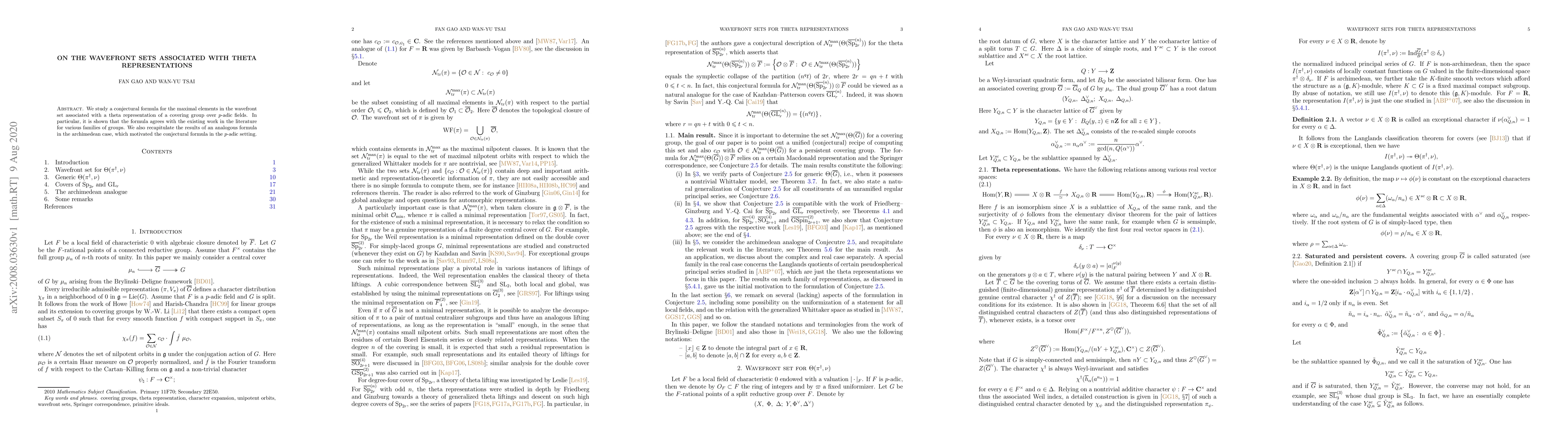 Thumbnail for On the wavefront sets associated with theta representations