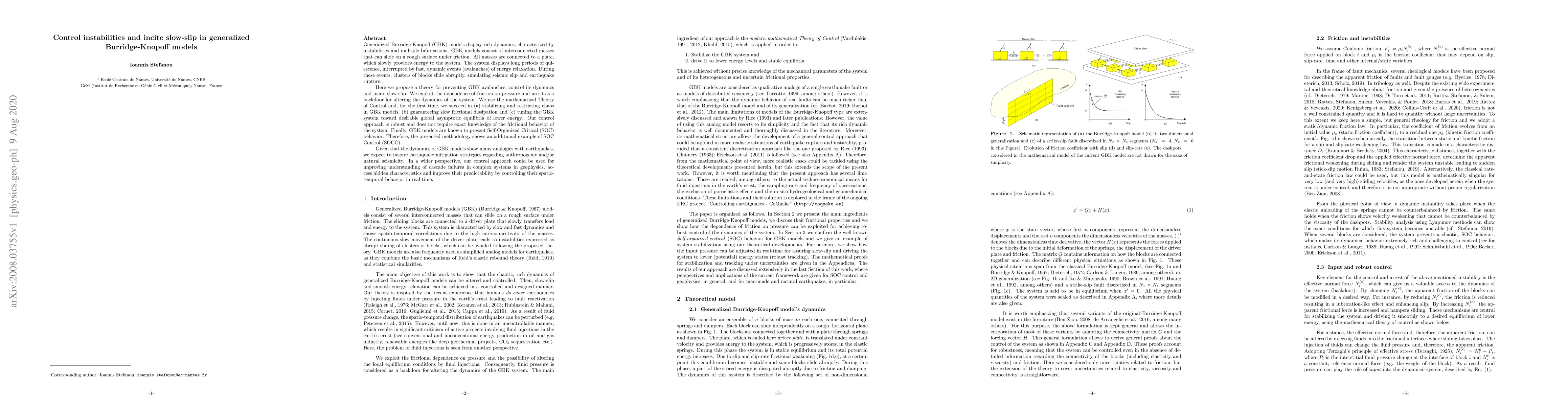 Thumbnail for Control instabilities and incite slow-slip in generalized
  Burridge-Knopoff models