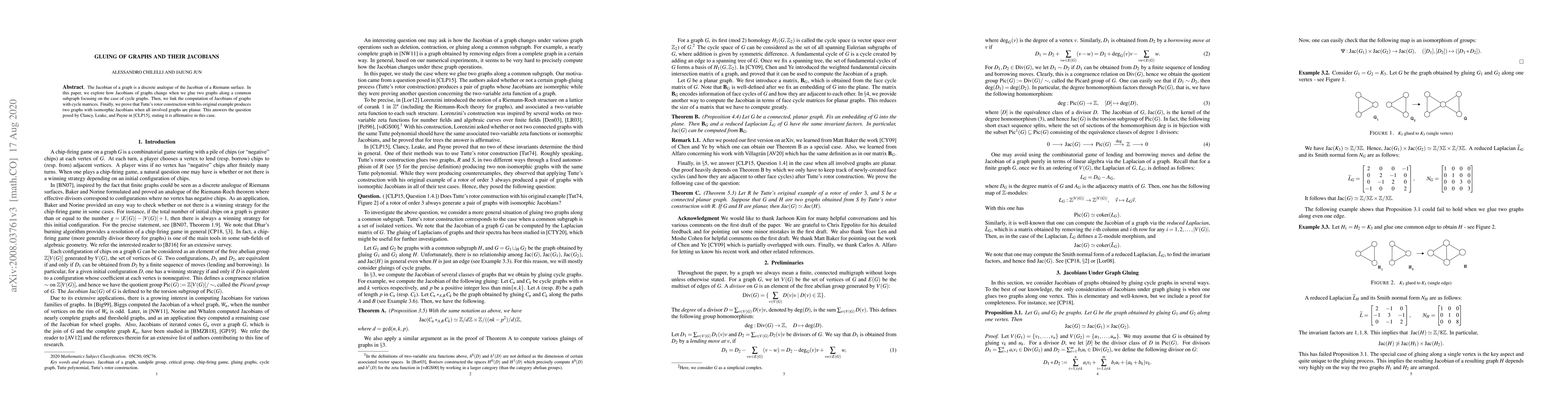 Thumbnail for Gluing of graphs and their Jacobians