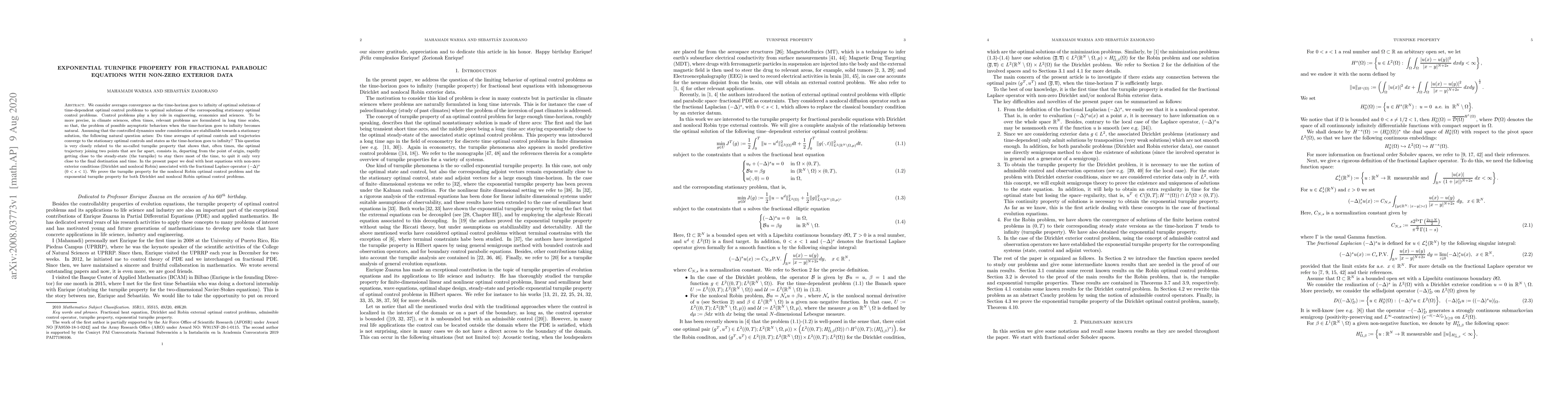 Thumbnail for Exponential Turnpike property for fractional parabolic equations with
  non-zero exterior data