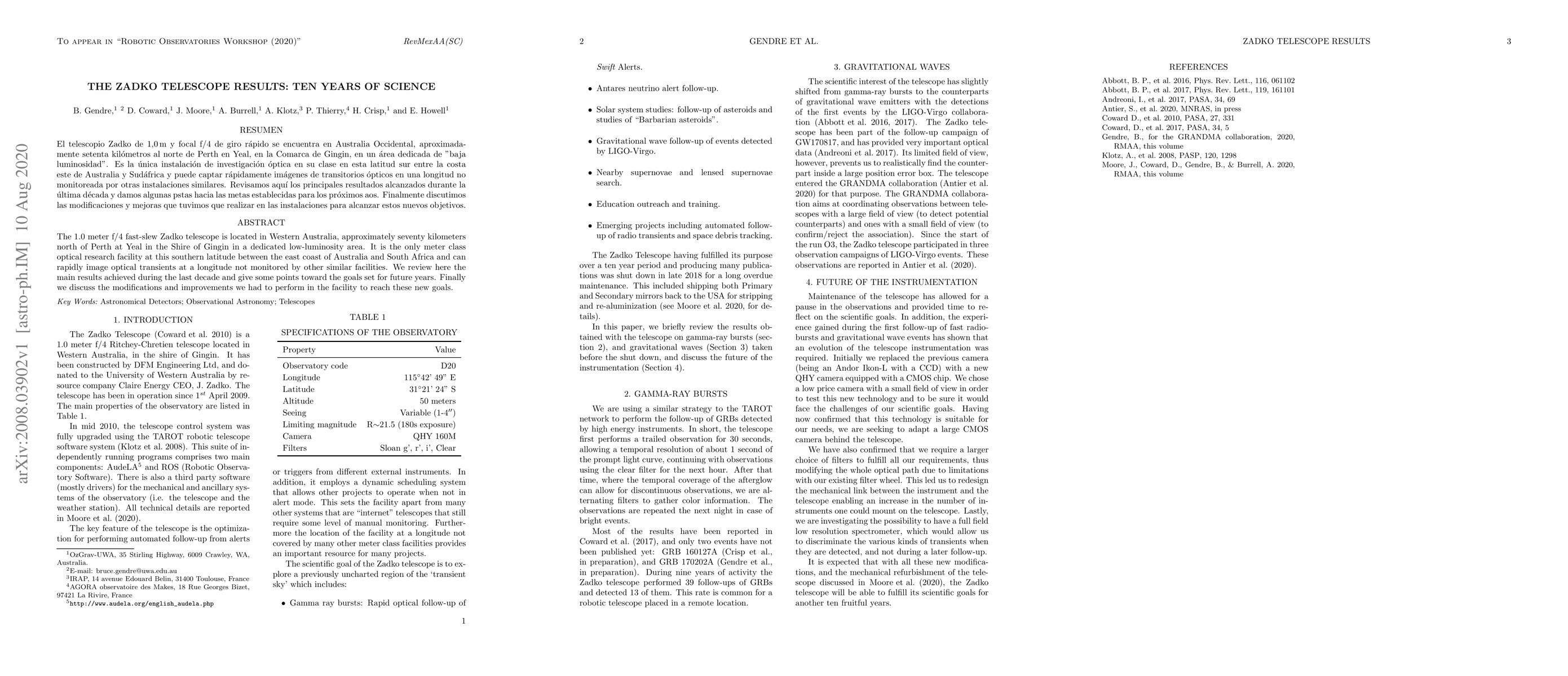 Thumbnail for The Zadko telescope results: ten years of science