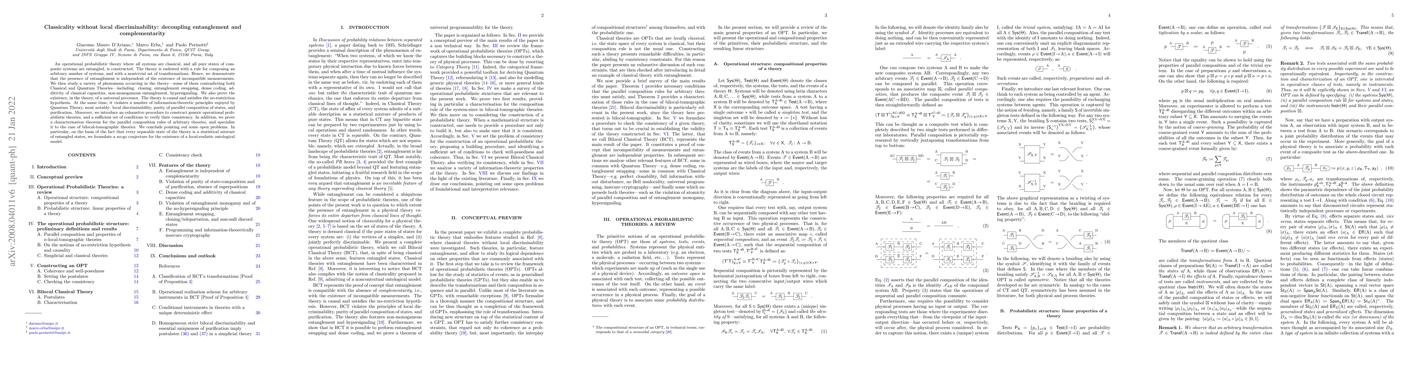 Thumbnail for Classicality without local discriminability: decoupling entanglement and
  complementarity